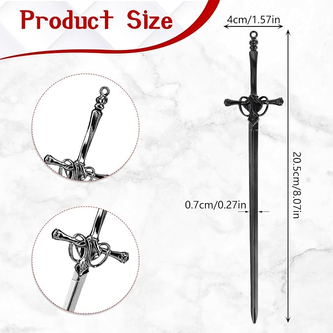 Qianyu 4 Pcs Ancient Style Sword Hair Chopstick Chinese Style Hair Stick for Bun Hair Long Hair Classic Vintage Ancient Sword Shape Hair Stick Women Girl Decorative Accessories (Style 3)
