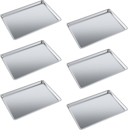 Pack of 6 | 18 in. x 26 in. Full Size Aluminum Bun. / Sheet Pan | Ideal for baking, roasting, cooling, prepping, or storing - a must-have in restaurants, bakeries, and busy kitchens.