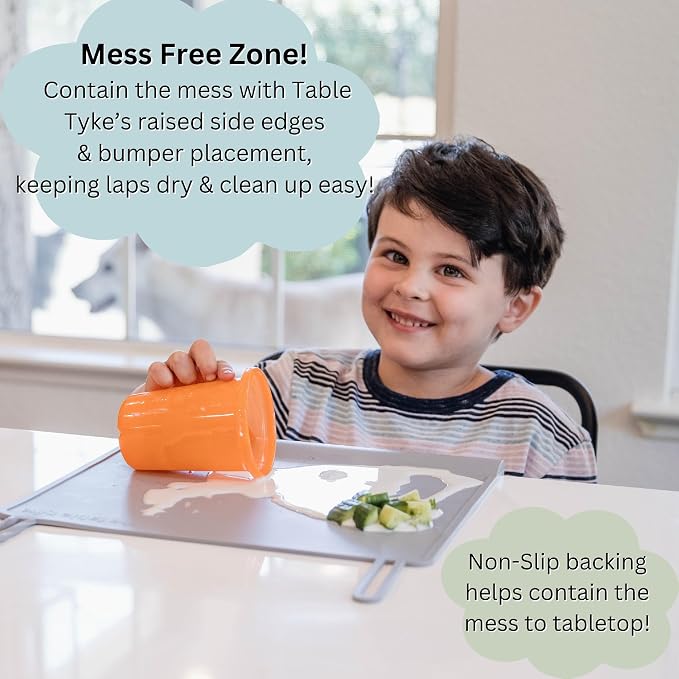 Silicone Placemat with Table Edge Bumper for Baby Toddler Suction Cup Safety Mat (Slate Grey)