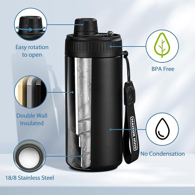 4 In 1 Beer Can Cooler Bottle Holder with Drinking Spout Lid for 12oz Regular, Slim Skinny Cans and Thermal Bottles,Sealed Insulated Double Wall Vacuum Stainless Steel Can Keeps Your Drinks Cold