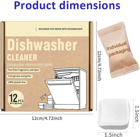 Dishwasher Cleaner Tablets | Eliminates Limescale, Grease & Odors | Septic Safe, Fragrance-Free, Plastic-Free | Deep Clean & Maintain All Dishwashers
