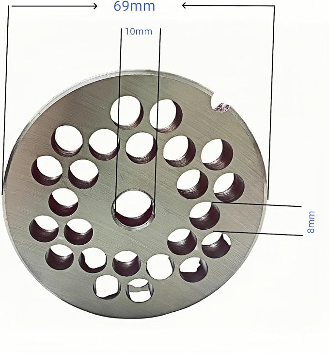 For Hobart, LEM, Cabelas, Weston and FGA Food Chopper, MTN Meat Grinders of #12 Stainless Steel Meat Grinder Plate Discs Blades，Cutting Disks Heavy Duty. (8/25 Hole Plate)
