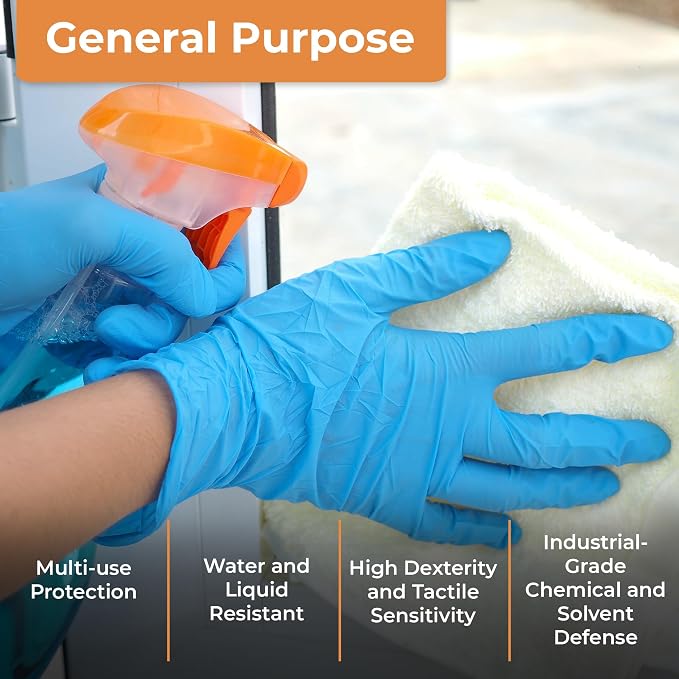ASAP Nitrile Gloves Disposable Latex Free - 4 Mil Powder Free, Food Safe, Kitchen & Medical - Cleaning & Tattoo Supplies