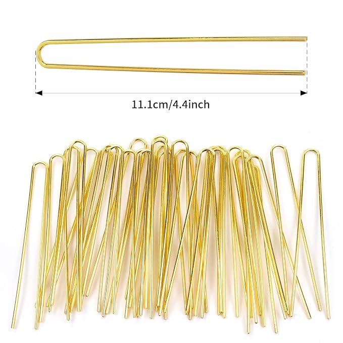 Lawie 30 Pack 4 Inch Silver Gold U Shaped Hair Pins Metal Hair Sticks Chopstick Hair Fork Long Straight Picks Pins Rod Hairpins Hair Shawl Pin Bun Twist Hair Clips Arts and Crafts DIY Accessories