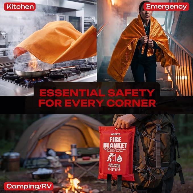 Fire Blanket | Not Prickly Prepared Fire Suppression | 40"x40" Fire Blankets Emergency for Home and Kitchen