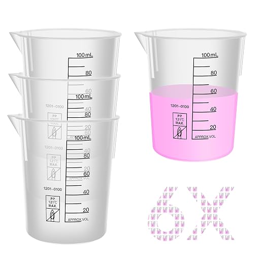 Low-Form Beakers, PP Material, with Easy to Read Printings in Black Color, Easy to Stack. 6PCS of Vol.100ml, LVB012