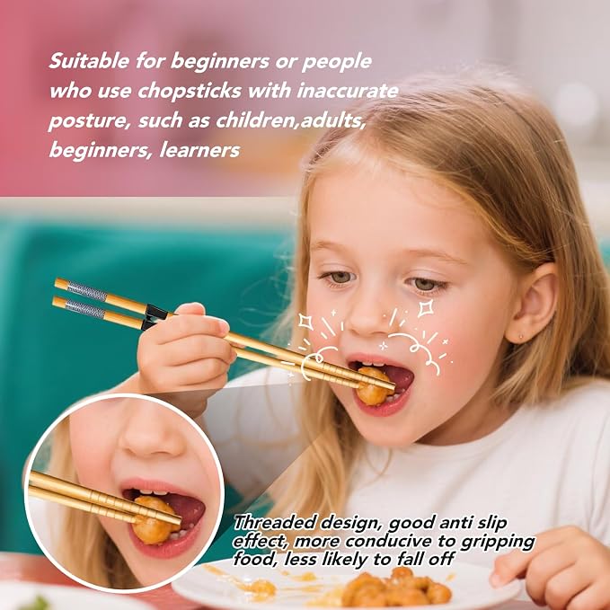 EAEDMY 7 Pairs Training Kid Adult Chopsticks and Trainers for Beginners, Japanese Wooden Beginners Training Chopsticks Helpers Set, Reusable, Dishwasher Safe, L8.86Inch (2.Japanese pattern B)