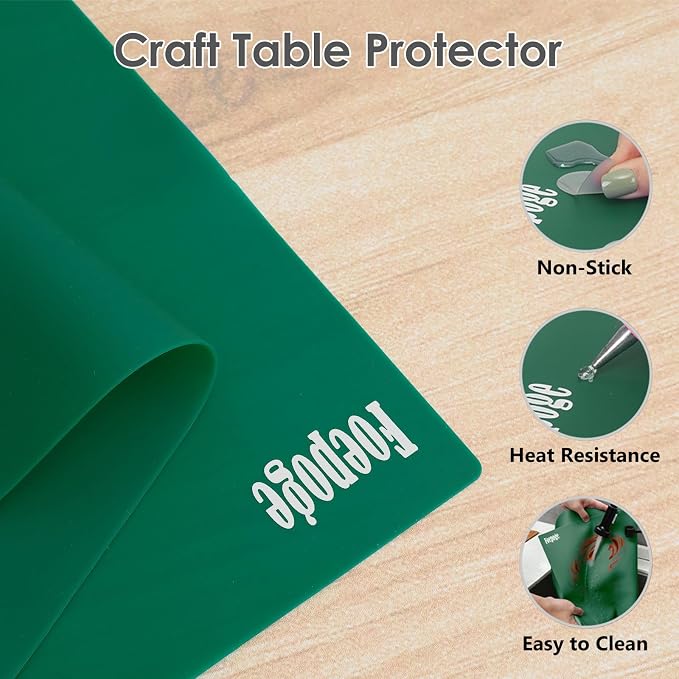 Extra Large Silicone Mat for Resin 36.2" x 24" 2MM Thick Silicone Craft Mat | for Table, Multifunction Silicon Matt for Kitchen Countertop Protector Heat Resistant Placemat by Foepoge(Dark Green)