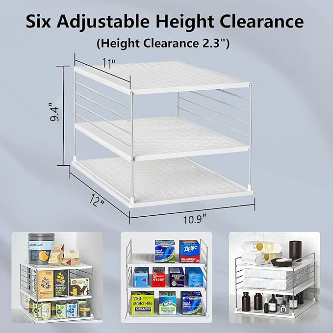 Upgraded Cabinet Organizers - Divided Compartment Holder for Plastic Bag, Wrap, Foil, Snack and Box - Kitchen Organization Under Sink Storage Suitable