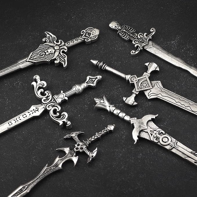 6PCS Gothic Sword Hair Pins for Women, Metal Hair Sticks Set, Fantasy Decorative Hair Pins for Bun Updo, Medieval Renaissance Hair Accessories, Hair Sticks for Long Thick Hair