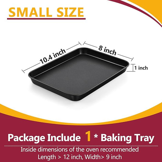 P&P CHEF 10.5 Inch Baking Cookie Sheet Pan, Carbon Steel Oven Tray, Non Stick Bakeware for Cooking Baking Bread Meat Vegetables, Sturdy & Healthy, Easy Clean, 1Pc