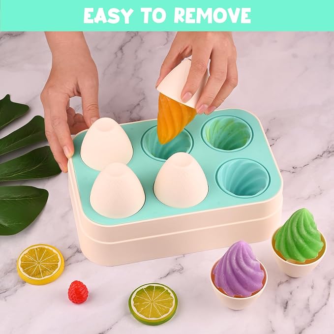 WMKGG Popsicles Molds, 6 PCS 2oz Cone Shape Ice Pop Mold, Silicone Ice Cream Moulds, Easy Release, Mini Popsicle Mould(Green)
