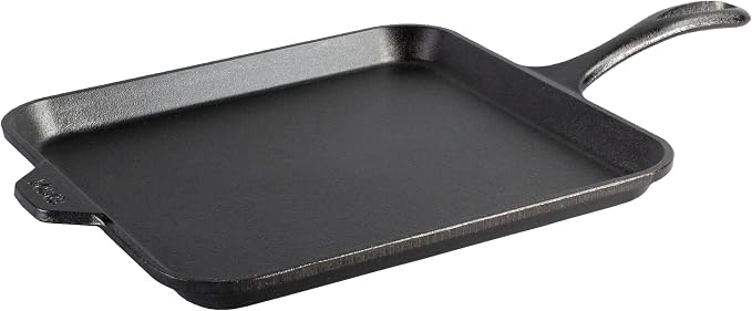 Lodge Seasoned Cast Iron Square Griddle - 11 Inches - Durable Pan - Cast Iron Cookware for Pancakes, Eggs, Bacon & Grilling Favorites