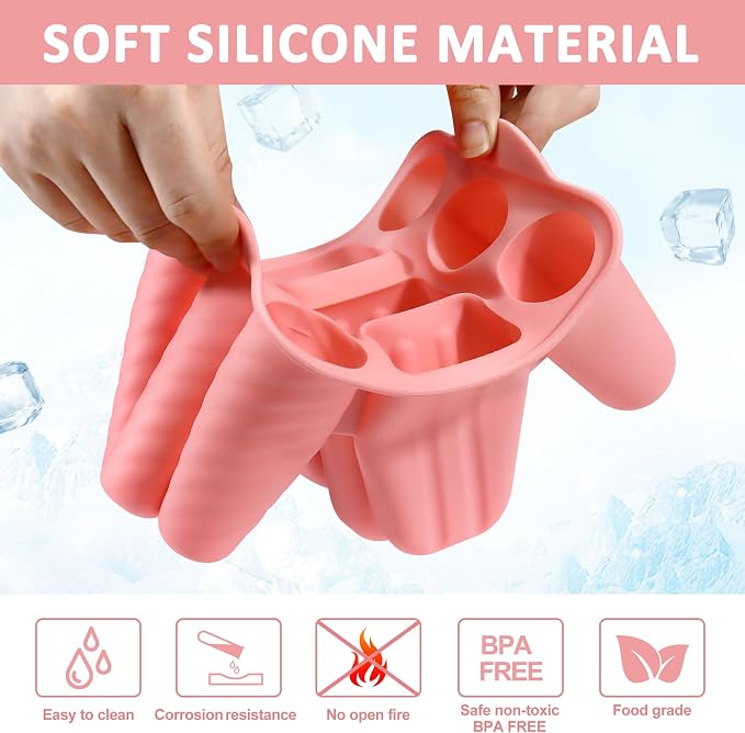 Popsicles Molds, 9 Cavity Silicone Popsicle Molds Easy-Release BPA-free Popsicle Maker Molds Ice Pop Molds Homemade Popsicle Ice Pop Maker with 50 PCS Popsicle Sticks