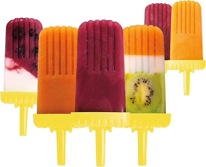 Tovolo Groovy Popsicle Molds (Set of 6) - Mess-Free & Reusable Ice Pops with Sticks for Homemade Freezer Snacks/Dishwasher-Safe, BPA-Free Red