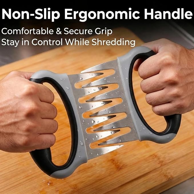 Meat Shredder Claws for Chicken & Pulled Pork Heavy Duty Meat Claws with Non-Slip Handle, BBQ Shredding Tool for Smoker, Grill & Kitchen
