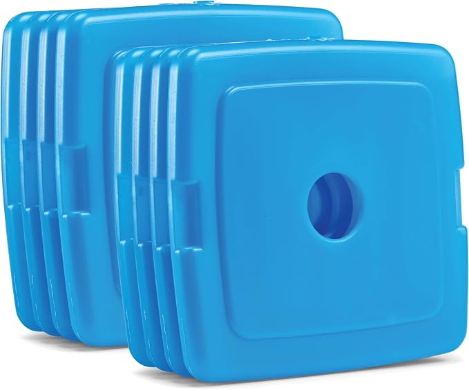 Cool Coolers by Fit + Fresh, 4 Pack Slim Ice Packs, Space Saving Reusable Ice Packs for Lunch Boxes or Coolers