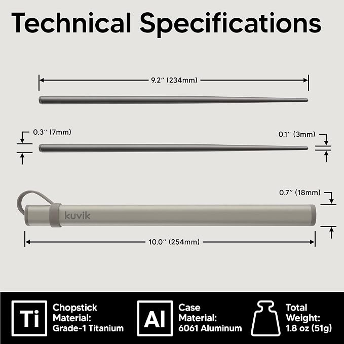 Kuvik Titanium Chopsticks with Mocha Cream Carrying Case