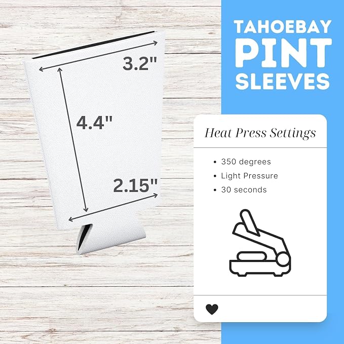 TahoeBay Blank Pint Glass Sleeves, Beer Coolers, 6-Pack, White | Insulating Foam Cooler, 16oz Collapsible Tapered Beverage Holder, Bar Cup Insulator for Transfer Vinyl, HTV, Sublimation, DTF