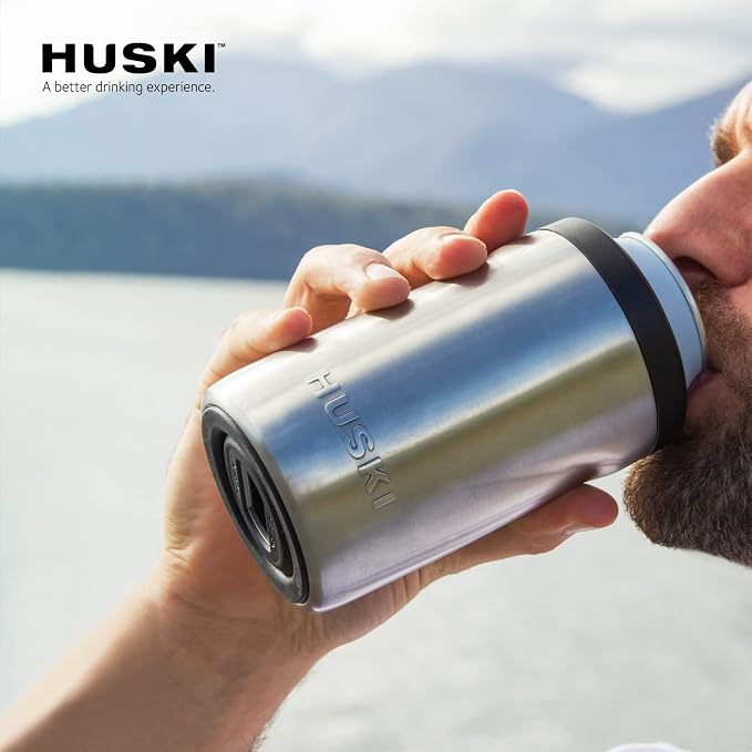Huski Beer Cooler 2.0 | NEW | Premium Can and Bottle Holder | Triple Insulated Marine Grade Stainless Steel | Detachable 3-in-1 Opener | Works as a Tumbler | Best Gifts for Beer Lovers (Stone Grey)
