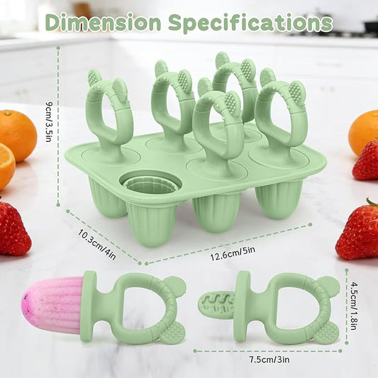 Silicone Baby Popsicle Molds with Sticks, Mini Popsicles Molds for Babies | Breastmilk Popsicle Molds for Teething Relief, Frozen Treats Maker Popsicle Maker Ice Pop Mold for Toddlers Kids(Green)