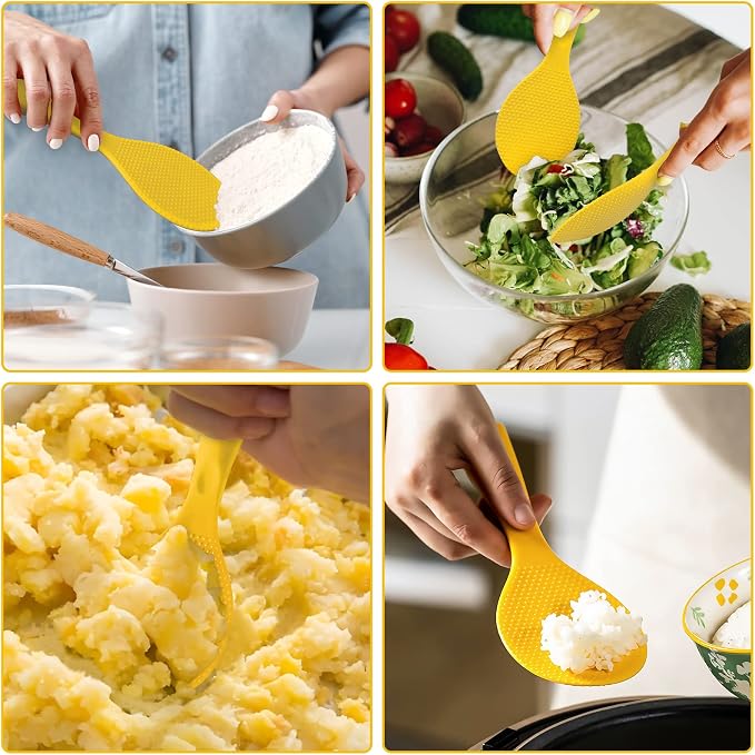 Silicone Standing Rice Spatula with Non-Stick Paddle, Heat Resistant Rice Cooker Spoon, Serving Spoon - Orange