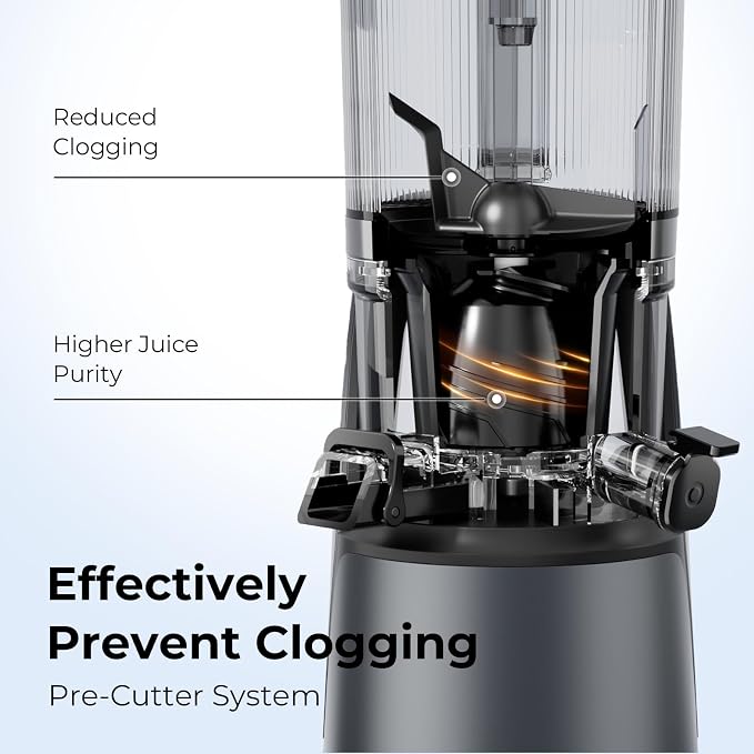 EanOruus Juicer Machines, 3-in-1 Cold Press Juicer, Premium Gray | Makes Juice, Nut Milk & Sorbet, 6.5" Extra Large Chute, 100oz Large Capacity, AC Motor