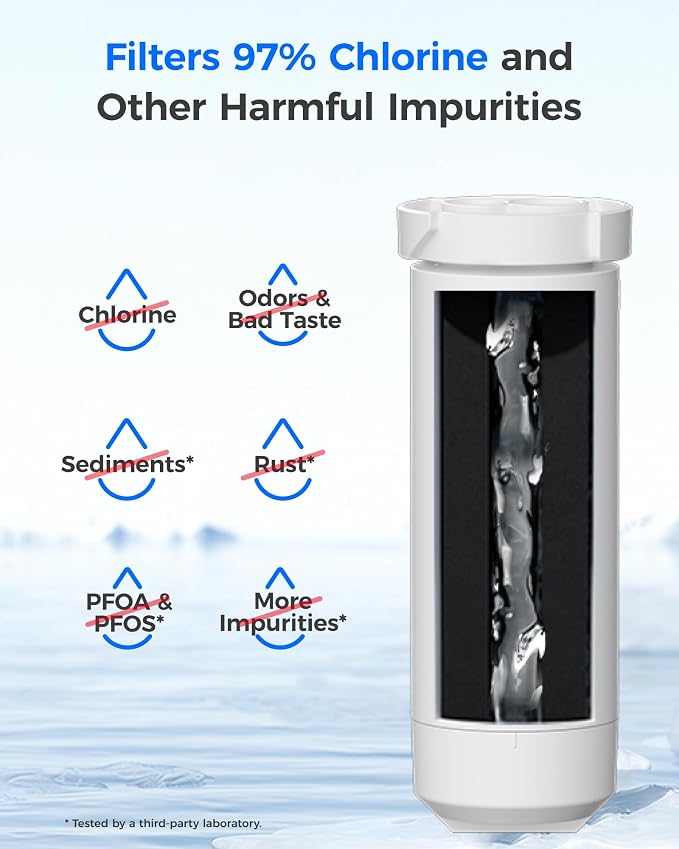 Waterdrop XWF Water Filter Replacement for GE® WR17X30702, No chip | Replacement for GE® XWF, NSF 42 & 372 Certified, Compatible with GE® GNE27, GFE26, GDE25, GSS25, PSE25 Series Refrigerators