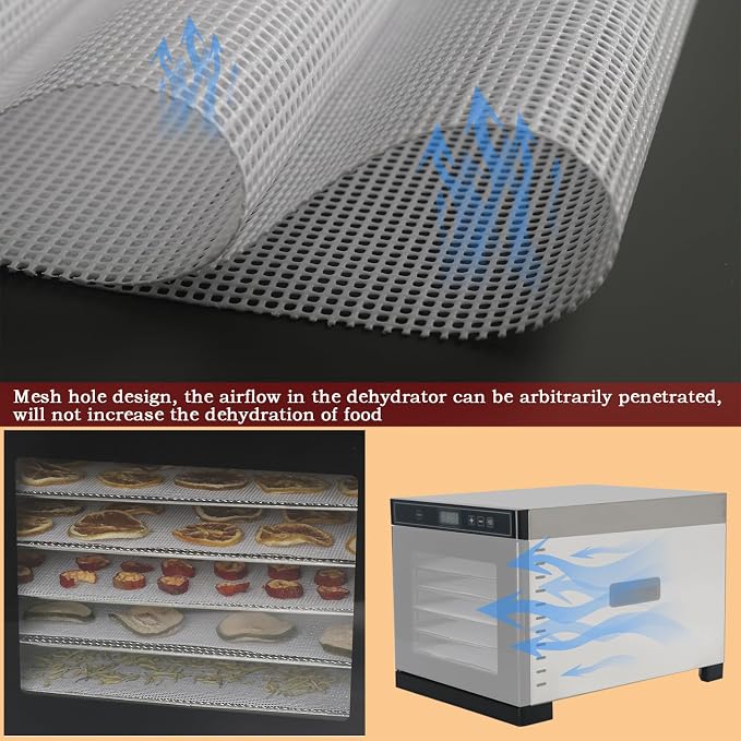 BPA-Free Silicone Dehydrator Tray Liners for Cercker, 12.5x9.8 inch 14-pack | Non-stick Dehydrator Tray Liners Help Stop Dried Food From Sticking, Lift Food Intact, and Cut Cleanup Time - Dishwasher Safe