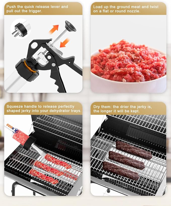XINQIAO Beef Jerky Gun for Ground Meat, Plastic Jerky Cannon Comes with 3 Nozzles