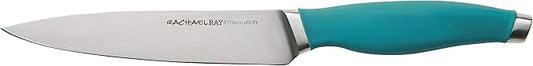 Rachael Ray Cucina Japanese Stainless Steel Knife Kitchen Cutlery Wooden Block Set, 6 Piece, Agave Blue