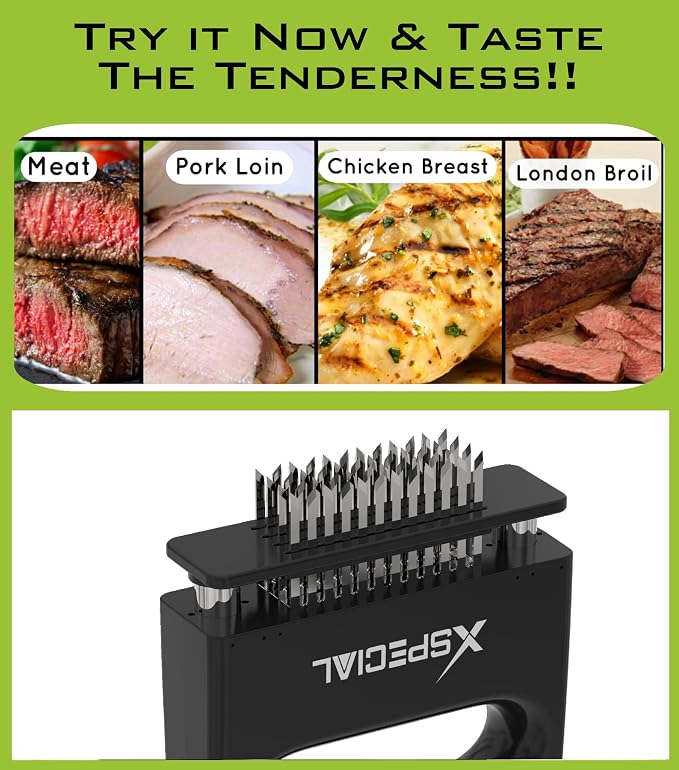 Mini-Deluxe Meat Tenderizer Tool – 48 Blade Stainless Steel, Easy to Use | Kitchen Cooking Gadgets Tools with Ultra Sharp Needle That Makes Steak & Chicken Tender