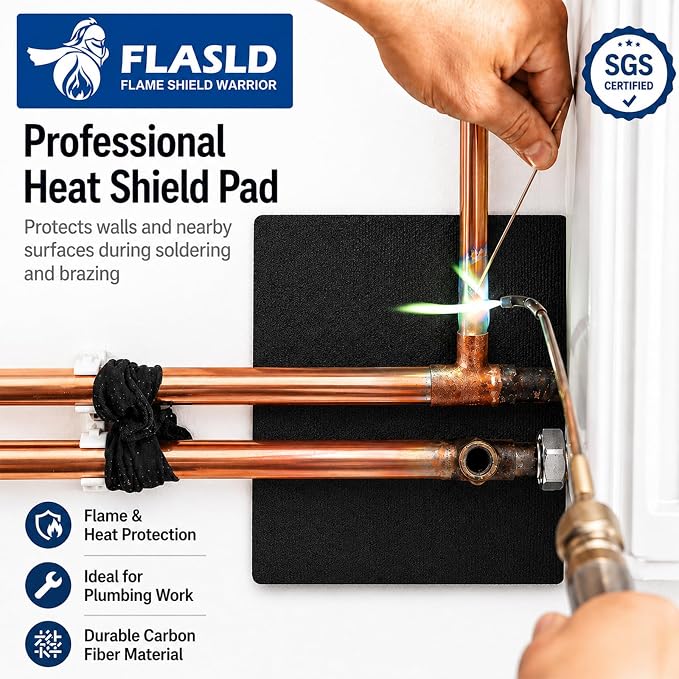 FLASLD 2Pack Welding Blanket 9×12 inch Fireproof Mat Heat Resistant Material Up To 1800°F Flame Retardant Fabric Carbon Felt for Grill Stove Pit Soldering Welders Plumbers