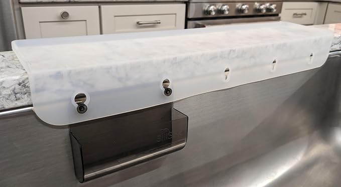SiliProducts SiliSink XL Silicone Sink Edge Guard for Kitchen Sink - Fits 3.75” - 4” Wide - The Original Stone Protector with Sponge Caddy - Splash Guard, 20” Frosted Matte