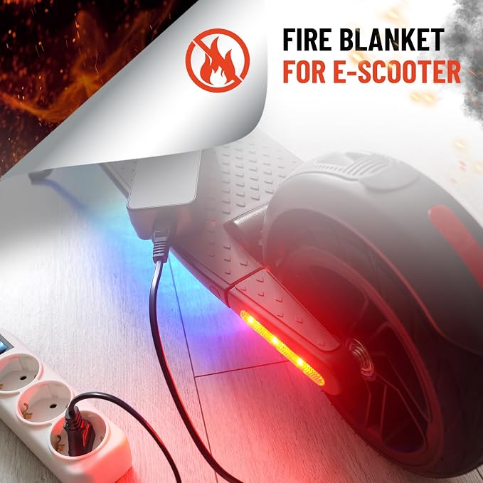 Fireproof Lithium Battery Cover for E-Bike & E-Scooter Fire Suppression Blanket for Battery Storage Charging Protection, Heat Resistant Safety Cover for Garage Home Emergency(79 x 79 Inch)