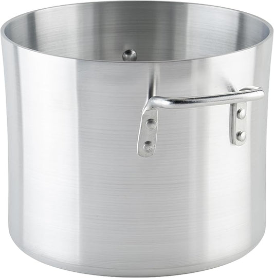 Winco 10 qt Aluminum Heavy-Duty Stock Pot | Thick walls, Riveted handles, Wide base, Great for Stocks, Soups, Pasta and Batch Cooking