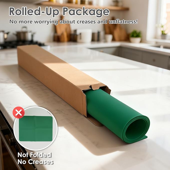 Extra Large Silicone Mat for Resin 36.2" x 24" 2MM Thick Silicone Craft Mat | for Table, Multifunction Silicon Matt for Kitchen Countertop Protector Heat Resistant Placemat by Foepoge(Dark Green)