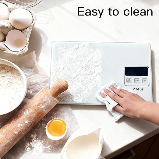 AZEUS Food Scale with USB Rechargeable, Digital Kitchen Scale with 6 Units, High Precision to 0.04 oz /11lbs Capacity, Weight Range from 3g-5000g