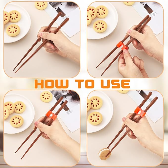 5 Pairs Reusable Chopsticks Helpers Training Chopstick for Beginner Replaceable Practice Chopsticks Non-slip Training Chopstick for Adults Learner(Wood,Multi Colors)
