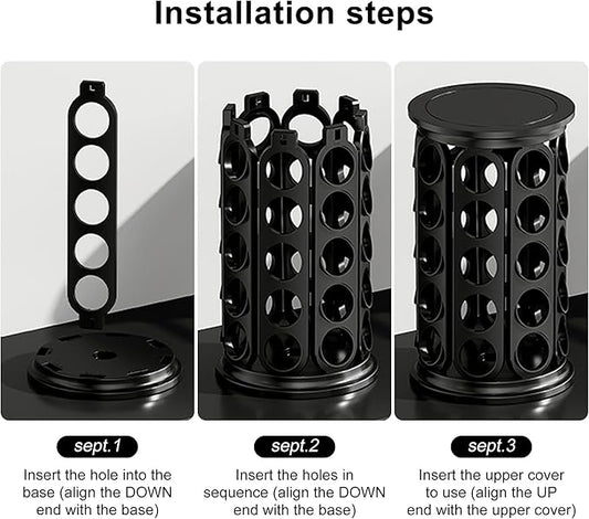 CEHNCEH K Cup Holder, Coffee Pods Holder Storage Organizer Stand Carousel Compatible with 40 Keurig K-Cup Pods, Home or Office Kitchen Counter (Black)