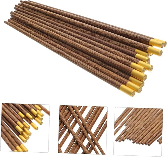Garneck 10 Pairs Reusable Chicken Wing Wood Chopsticks Non-slip Dishwasher Safe Compact for Travel Dinner Accessories for Ages