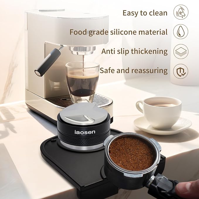 IAOSEN Knock Box Square High Sidewall Design Espresso Knock Box Tamping Mat Espresso Machine Accessories Set of 2 with Removable Knock Bar and Anti-Slip Base for Home Office Espresso Accessories