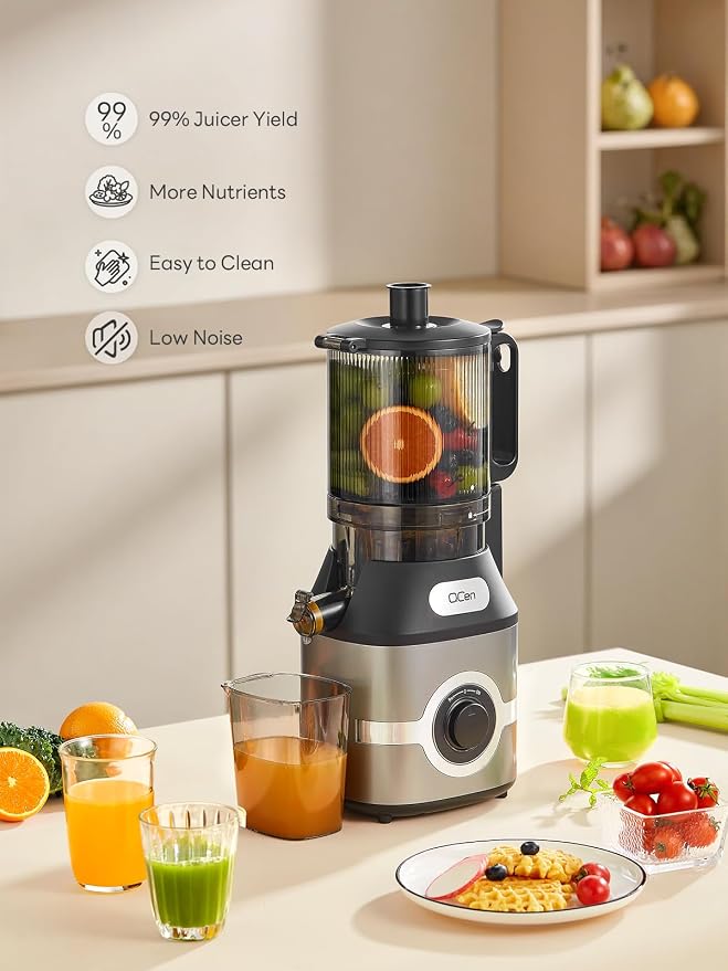 Cold Press Juicer Slow Masticating Machine with 5.5 Inch Chute(Gray) | Wide Feed Chute, For Whole Fruits And Vegetables, Easy To Clean, Gray Finish, Slow Juicing For Fresh Juice