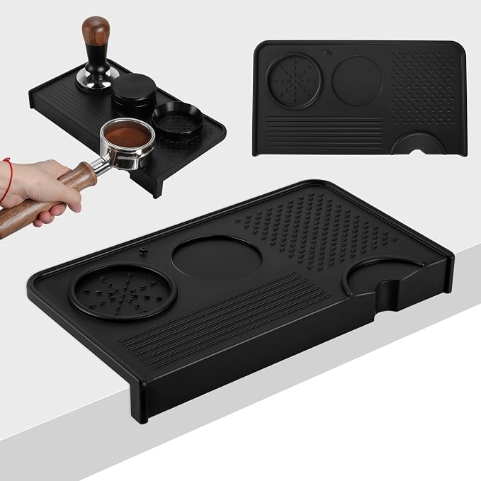 VOCOSTE Espresso Tamping Mat, Non-Slip, Protect Countertop, Black | Large Surface for Consistent Tamping, Silicone Protects Counters From Dents, Stays Put During Use, Tamper Mat for Barista