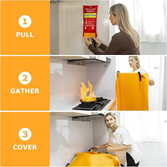 Emergency Fire Blanket, Flame Retardant Fire Blankets Emergency for Home, Kitchen, Car, Office, Grill (Silicone-1pack)