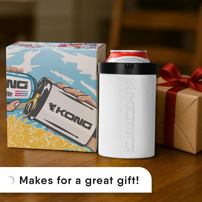 The Kong 2.0 - A Portable Can or Bottle Cooler/Cup With A Detachable, Expandable, Hose To Funnel Your Drink (White)