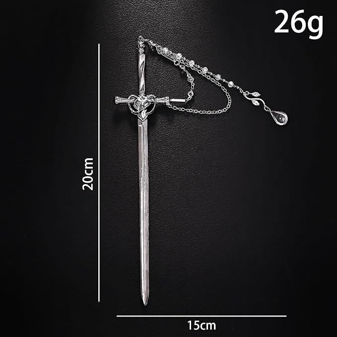 Sword Tassels Hair Pins for Women - Black Long Ancient Style Tassels Metal Chopsticks Chinese Hair Sticks Pin Decorative Black Medieval Renaissance Chinese Hair Accessories for Women Jewelry