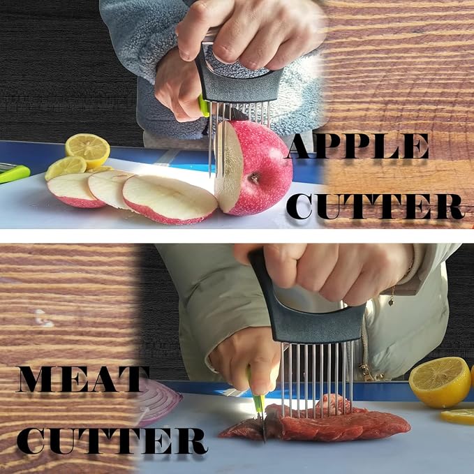 Onion Slicer Holder, Onion | Tomato | Potato | Apple | Egg Holder for Slicing, Vegetables | Fruits Slicer Holder, Meat |Beef Chopper, Multi-Purpose Kitchen Accessory, 2 Pack