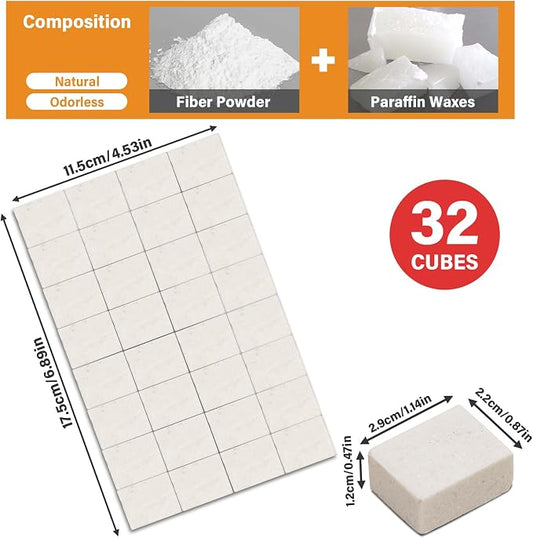 HGD White Fire Starters for Campfires, Waterproof, Charcoal Firestarter | Quick-Light Ignition 32 Cubes for Camping, BBQ, Fireplaces & Chimneys, Wind-Resistant, Long-Lasting, Safe for Family & Pets