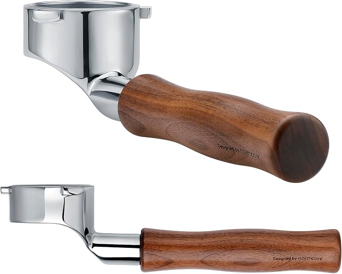 Normcore 51mm Bottomless Portafilter for DeLonghi La Specialista, 3-Ear Naked Espresso Tool with Walnut Handle for EC9155 9335 9355 9665 EC9335, 18g Basket Included